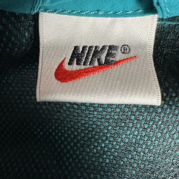 Vintage 90s Nike Womens Size Medium Teal Hooded 1/4 Zip Windbreaker Jacket Coat - Picture 9 of 11
